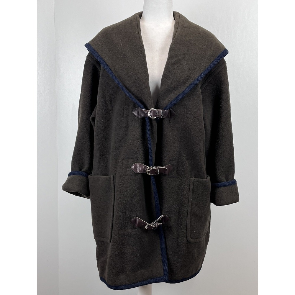 Vintage Unbranded Union Made Wool Coat Jacket Sz 1X GUC Hood Lined Buckles USA